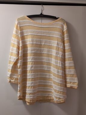 eight eight eight Yellow and White Striped Knit Top
